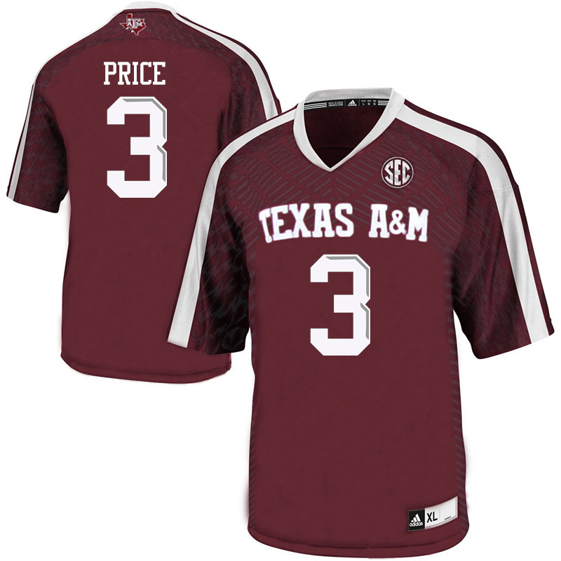 Men #3 Devin Price Texas A&M Aggies College Football Jerseys Sale-Maroon - Click Image to Close